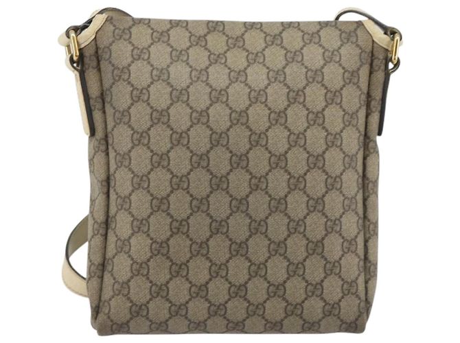 Borsa a tracolla GUCCI GG Supreme PVC Beige Gold 223666 Auth 194327 D'oro - vista 2