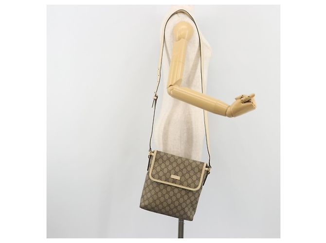 Borsa a tracolla GUCCI GG Supreme PVC Beige Gold 223666 Auth 194327 D'oro - vista 22
