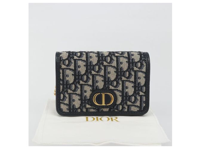 Borsa a tracolla con catena Christian Dior Trotter Canvas Navy Gold Auth 196933M D'oro Blu navy - vista 12