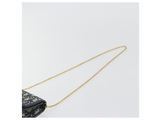 Borsa a tracolla con catena Christian Dior Trotter Canvas Navy Gold Auth 196933M D'oro Blu navy - vista 14