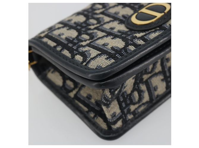 Borsa a tracolla con catena Christian Dior Trotter Canvas Navy Gold Auth 196933M D'oro Blu navy - vista 15