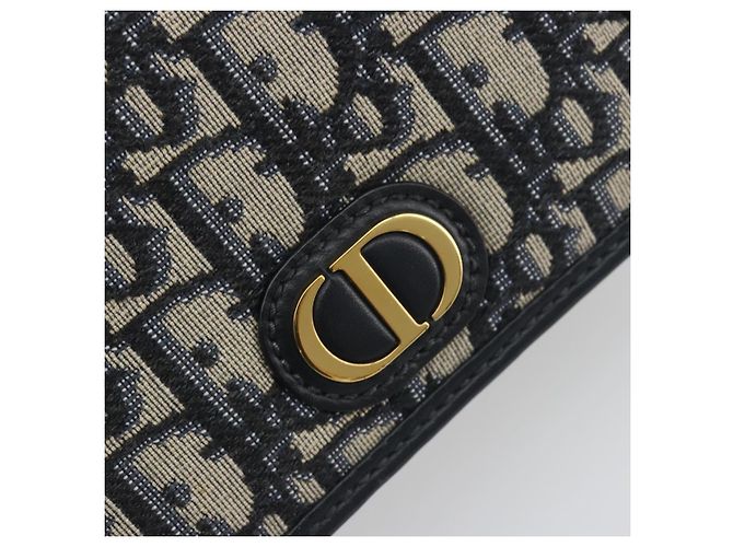 Borsa a tracolla con catena Christian Dior Trotter Canvas Navy Gold Auth 196933M D'oro Blu navy - vista 18