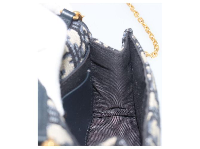 Borsa a tracolla con catena Christian Dior Trotter Canvas Navy Gold Auth 196933M D'oro Blu navy - vista 21