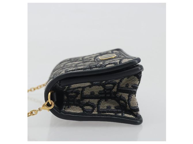 Borsa a tracolla con catena Christian Dior Trotter Canvas Navy Gold Auth 196933M D'oro Blu navy - vista 4