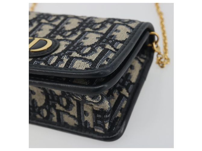 Borsa a tracolla con catena Christian Dior Trotter Canvas Navy Gold Auth 196933M D'oro Blu navy - vista 9