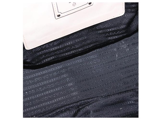 Tote PRADA Handtasche aus Leder Weiß Silber BN2611 Auth am12429A - Ansicht 10
