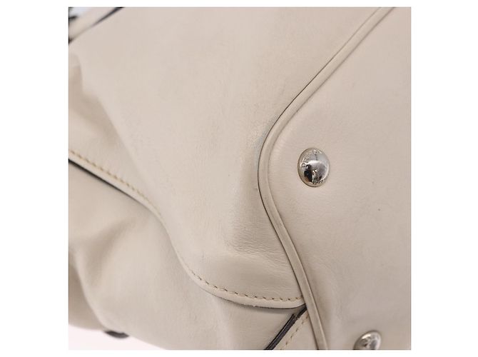 Tote PRADA Handtasche aus Leder Weiß Silber BN2611 Auth am12429A - Ansicht 16