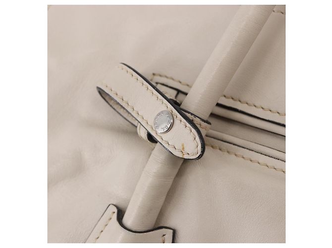 Tote PRADA Handtasche aus Leder Weiß Silber BN2611 Auth am12429A - Ansicht 18