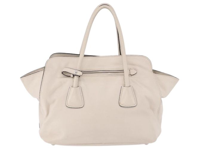 Tote PRADA Handtasche aus Leder Weiß Silber BN2611 Auth am12429A - Ansicht 2