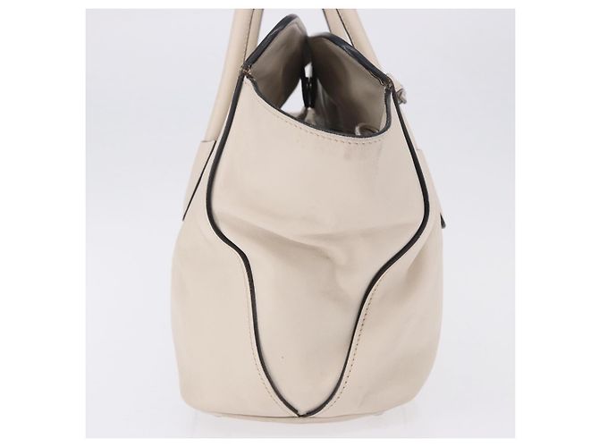 Tote PRADA Handtasche aus Leder Weiß Silber BN2611 Auth am12429A - Ansicht 3