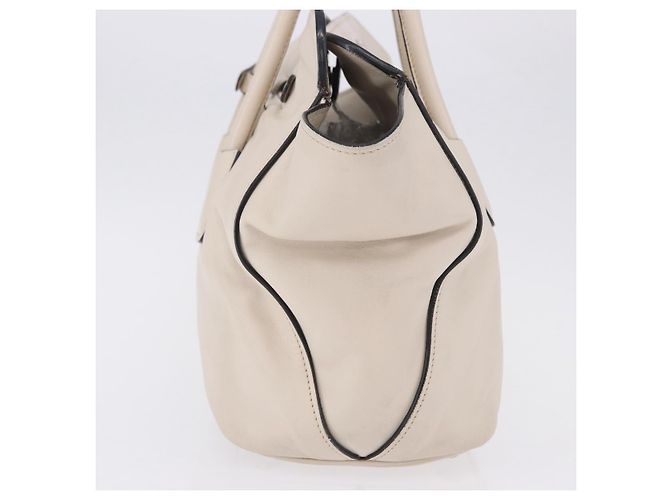 Tote PRADA Handtasche aus Leder Weiß Silber BN2611 Auth am12429A - Ansicht 4