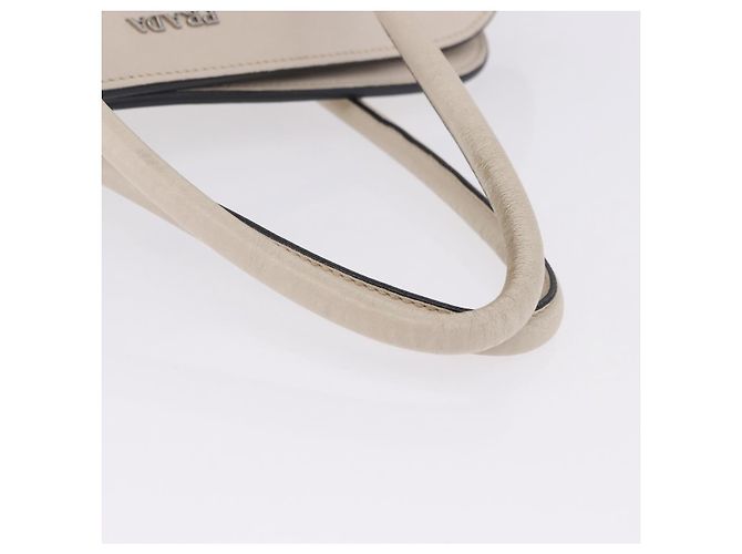 Tote PRADA Handtasche aus Leder Weiß Silber BN2611 Auth am12429A - Ansicht 8