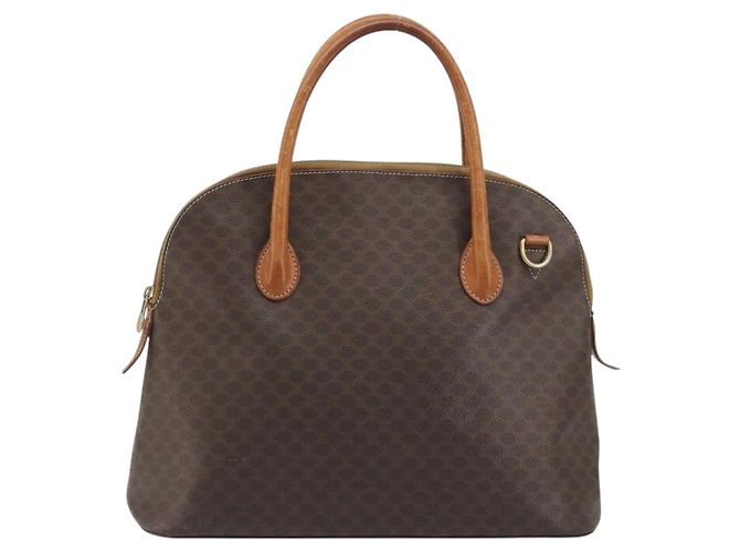 Céline Borsa a mano CELINE Macadam Canvas PVC Leather Brown Gold Auth mr2823 Marrone D'oro - vista 13