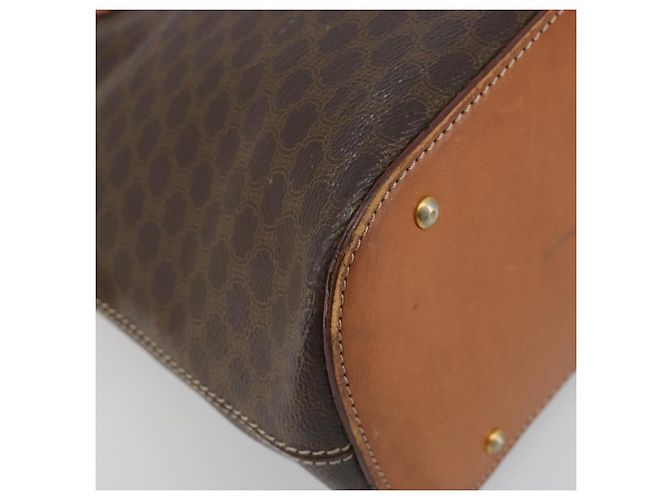 Céline Borsa a mano CELINE Macadam Canvas PVC Leather Brown Gold Auth mr2823 Marrone D'oro - vista 14