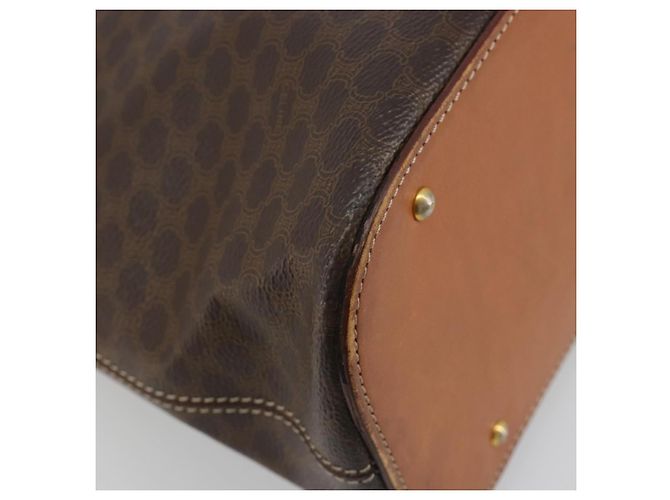 Céline Borsa a mano CELINE Macadam Canvas PVC Leather Brown Gold Auth mr2823 Marrone D'oro - vista 16