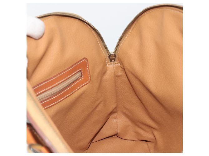 Céline Borsa a mano CELINE Macadam Canvas PVC Leather Brown Gold Auth mr2823 Marrone D'oro - vista 18