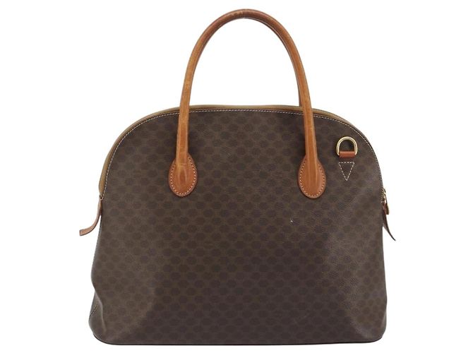 Céline Borsa a mano CELINE Macadam Canvas PVC Leather Brown Gold Auth mr2823 Marrone D'oro - vista 2