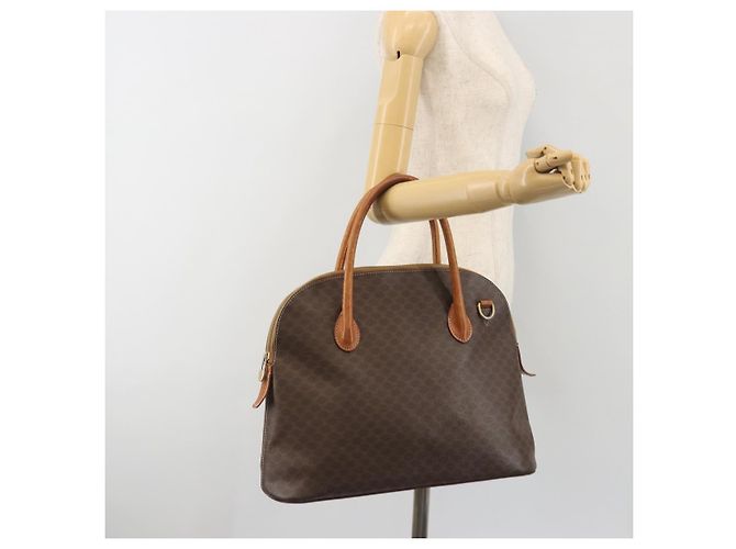 Céline Borsa a mano CELINE Macadam Canvas PVC Leather Brown Gold Auth mr2823 Marrone D'oro - vista 22