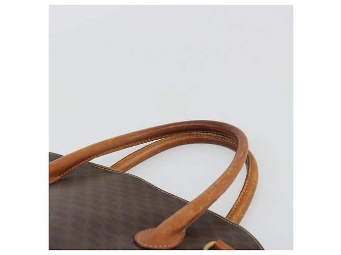 Céline Borsa a mano CELINE Macadam Canvas PVC Leather Brown Gold Auth mr2823 Marrone D'oro - vista 8