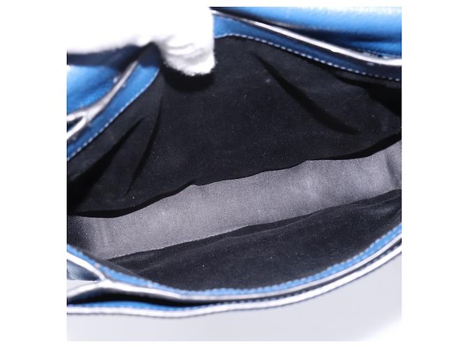 Borsa a tracolla Miu Miu in pelle blu navy tono oro Auth 198643A - vista 11