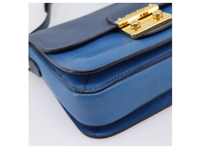Borsa a tracolla Miu Miu in pelle blu navy tono oro Auth 198643A - vista 14