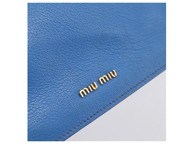 Borsa a tracolla Miu Miu in pelle blu navy tono oro Auth 198643A - vista 17
