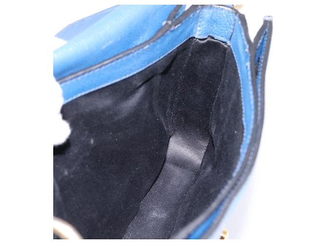 Borsa a tracolla Miu Miu in pelle blu navy tono oro Auth 198643A - vista 19