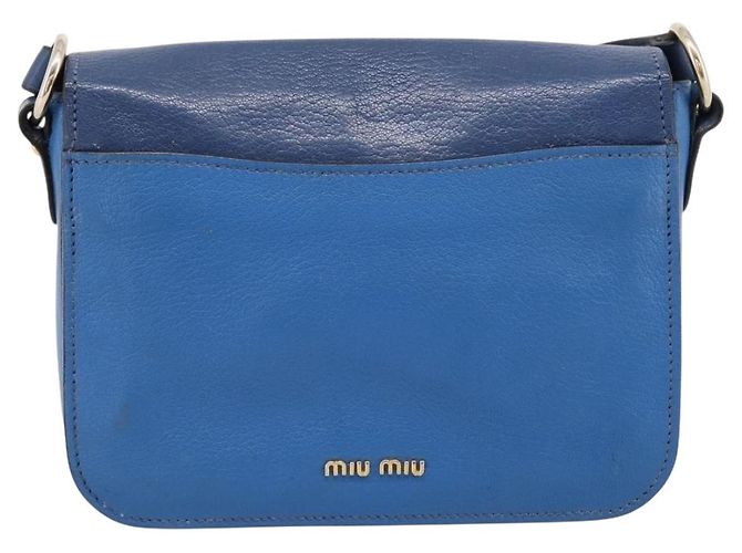 Borsa a tracolla Miu Miu in pelle blu navy tono oro Auth 198643A - vista 2