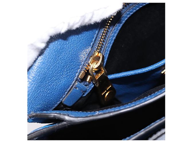 Borsa a tracolla Miu Miu in pelle blu navy tono oro Auth 198643A - vista 23