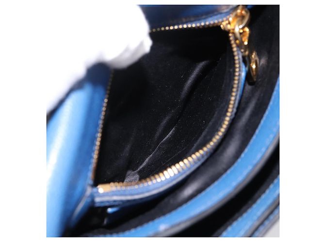 Borsa a tracolla Miu Miu in pelle blu navy tono oro Auth 198643A - vista 24