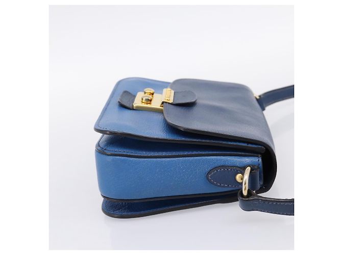 Borsa a tracolla Miu Miu in pelle blu navy tono oro Auth 198643A - vista 4