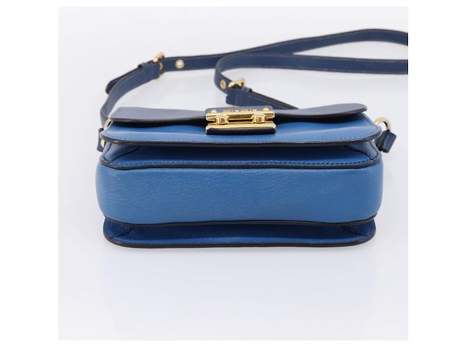 Borsa a tracolla Miu Miu in pelle blu navy tono oro Auth 198643A - vista 5