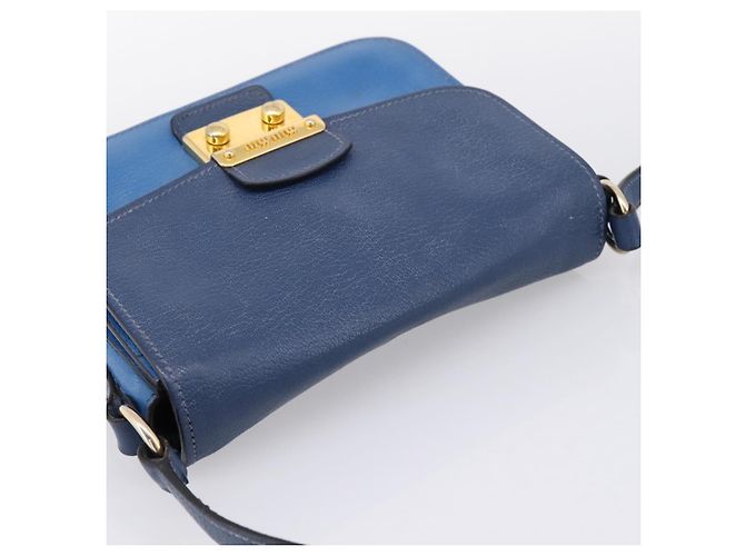 Borsa a tracolla Miu Miu in pelle blu navy tono oro Auth 198643A - vista 6