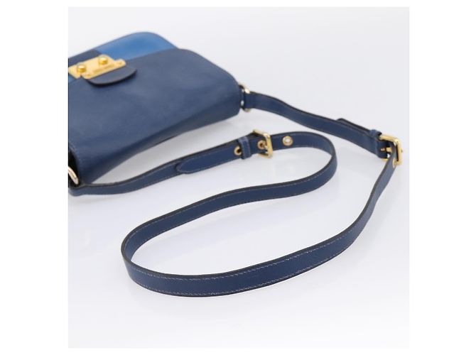 Borsa a tracolla Miu Miu in pelle blu navy tono oro Auth 198643A - vista 7
