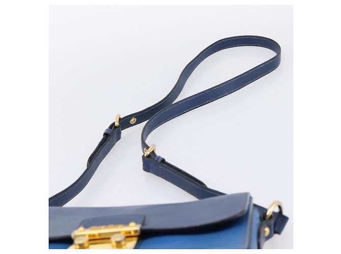 Borsa a tracolla Miu Miu in pelle blu navy tono oro Auth 198643A - vista 8