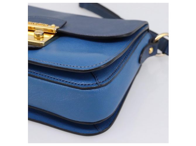 Borsa a tracolla Miu Miu in pelle blu navy tono oro Auth 198643A - vista 9