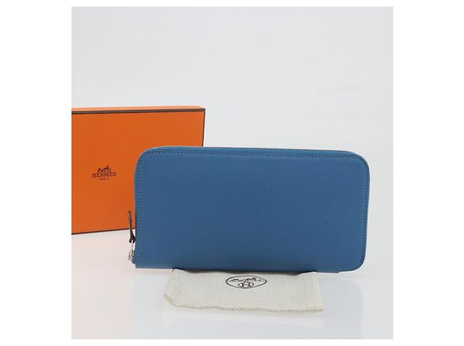 Hermès HERMES Azap Silk In Wallet Leather Blue Silver Auth 196072M Silber Blau - Ansicht 12