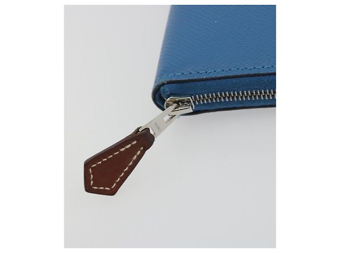 Hermès HERMES Azap Silk In Wallet Leather Blue Silver Auth 196072M Silber Blau - Ansicht 17