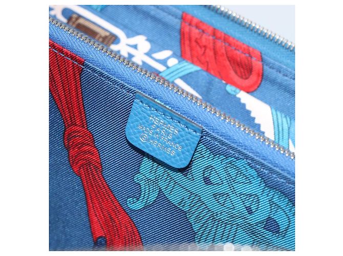 Hermès HERMES Azap Silk In Wallet Leather Blue Silver Auth 196072M Silber Blau - Ansicht 18