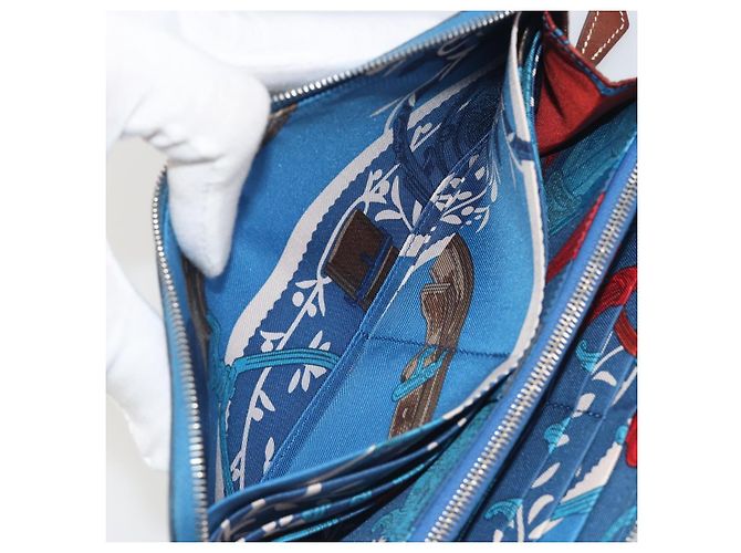 Hermès HERMES Azap Silk In Wallet Leather Blue Silver Auth 196072M Silber Blau - Ansicht 19