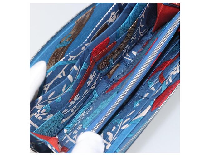 Hermès HERMES Azap Silk In Wallet Leather Blue Silver Auth 196072M Silber Blau - Ansicht 20