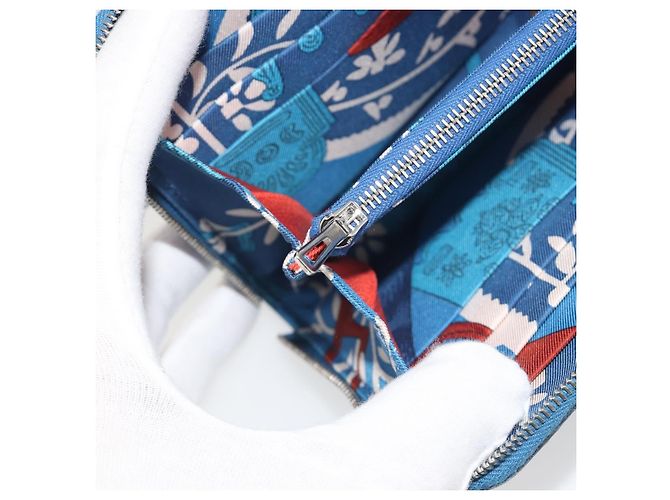 Hermès HERMES Azap Silk In Wallet Leather Blue Silver Auth 196072M Silber Blau - Ansicht 21