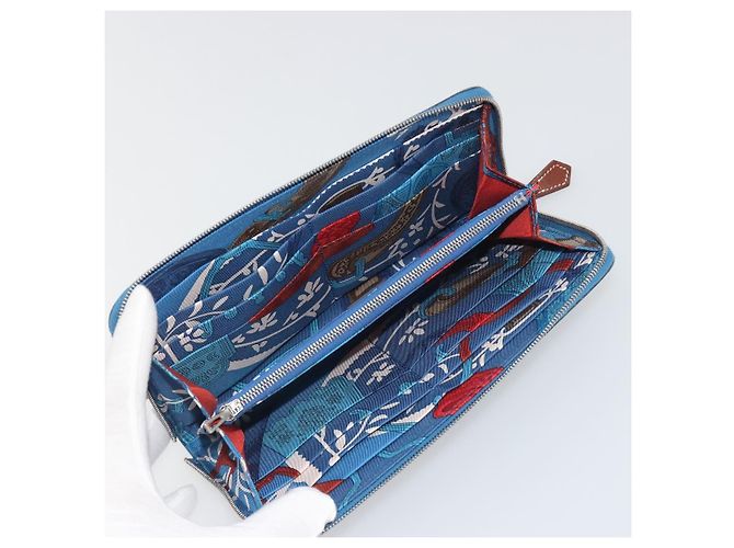 Hermès HERMES Azap Silk In Wallet Leather Blue Silver Auth 196072M Silber Blau - Ansicht 9