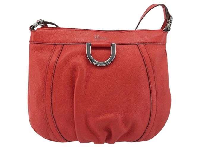 Borsa a tracolla GUCCI Abbey in pelle Outlet Rossa Argento 265691 Auth 198654 - vista 13
