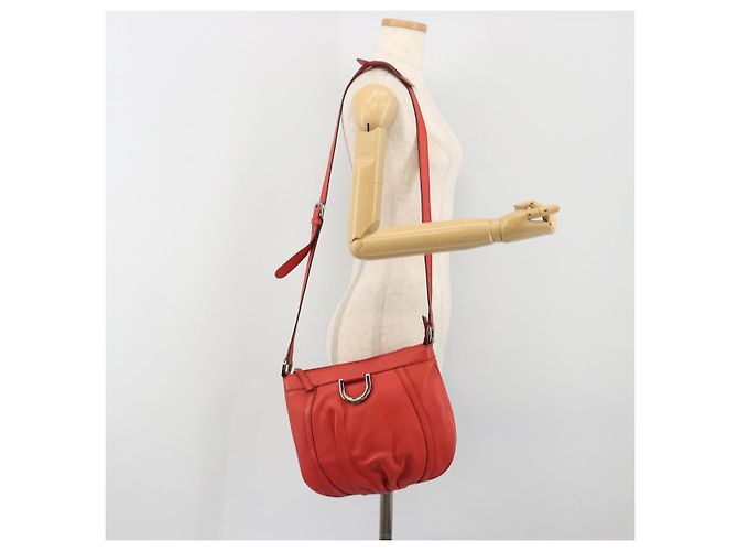 Borsa a tracolla GUCCI Abbey in pelle Outlet Rossa Argento 265691 Auth 198654 - vista 23