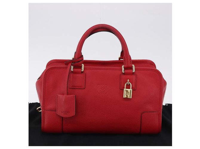 Borsa a mano LOEWE Amazona 28 in pelle rossa e oro Auth 197185SAM Rosso D'oro - vista 12