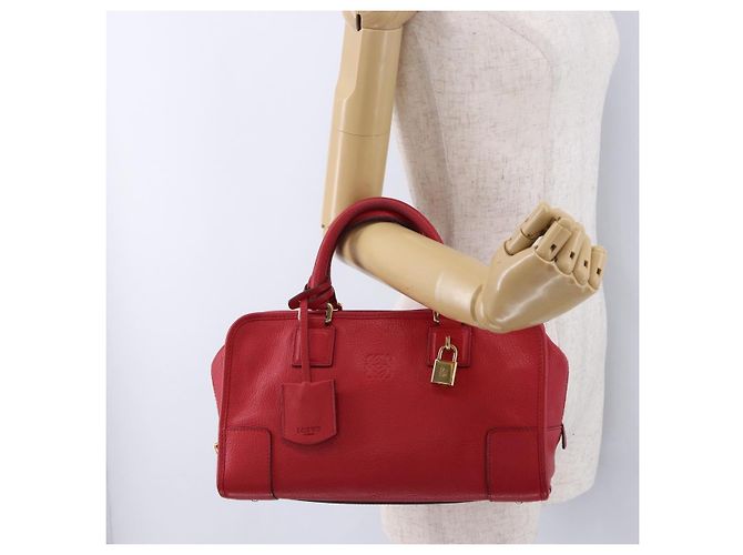 Borsa a mano LOEWE Amazona 28 in pelle rossa e oro Auth 197185SAM Rosso D'oro - vista 28