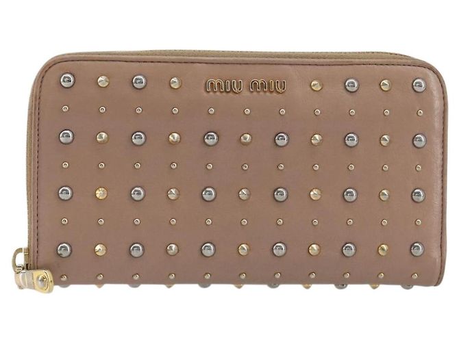 Carteira Longa Miu Miu em Couro Rosa Ouro Prata Auth 198810A Dourado - vista 13