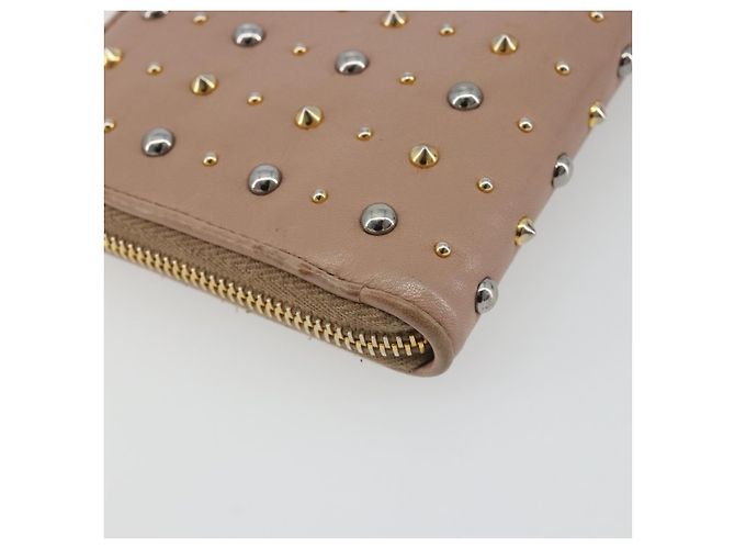 Carteira Longa Miu Miu em Couro Rosa Ouro Prata Auth 198810A Dourado - vista 16