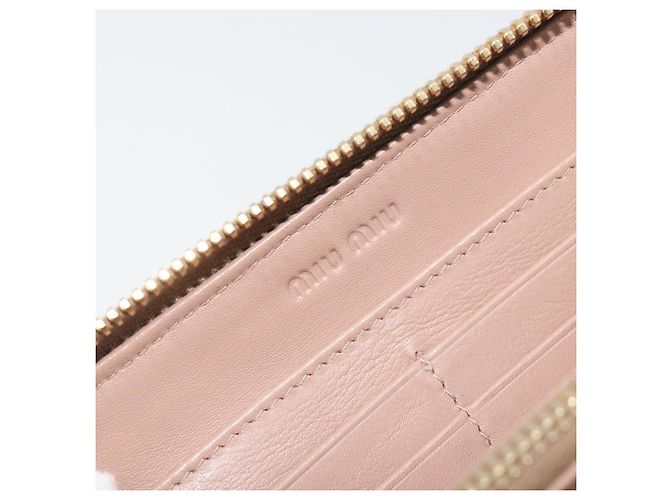 Carteira Longa Miu Miu em Couro Rosa Ouro Prata Auth 198810A Dourado - vista 18